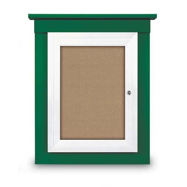60"x48" 2-Door Enclosed Letterboard, Black Vinyl/Walnut